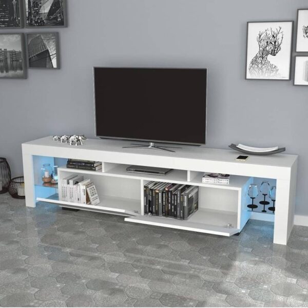 Stilo طاولة تلفاز ابيض اضاءة موديل