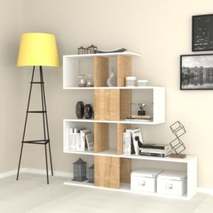 Aktif Wh&Oak دولاب مكتبة لون ابيض وخشبي موديل