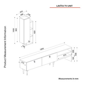 Lavita طقم طاولة تلفزيون وقهوه وركن قهوه لون ابيض موديل