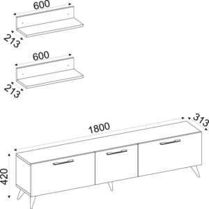 Mareta طقم طاولة تلفزيون وطاولة قهوة وركن قهوة لون ابيض