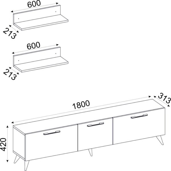 Mareta طقم طاولة تلفزيون وطاولة قهوة وركن قهوة لون ابيض