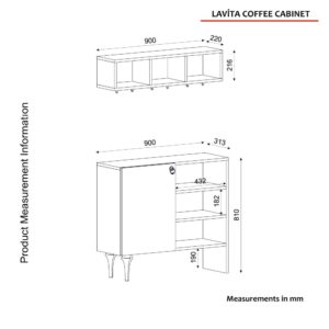 Lavita W&B طقم طاولة تلفزيون وطاولة قهوة وركن للقهوة