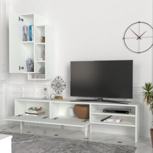 Lavita طقم طاولة تلفزيون وقهوه وركن قهوه لون ابيض موديل