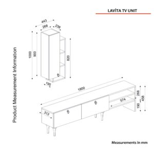 Lavita W&B طقم طاولة تلفزيون وطاولة قهوة وركن للقهوة