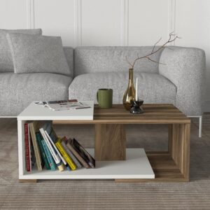 Mareta Wh & Br طقم طاولة تلفزيون وطاولة قهوة وركن للقهوة