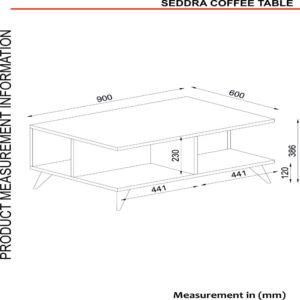SEDDRA طقم طاولة تلفزيون وطاولة قهوة وركن قهوة ابيض ورمادي