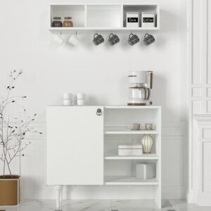 Lavita طقم طاولة تلفزيون وقهوه وركن قهوه لون ابيض موديل