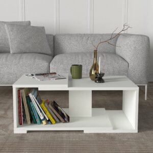 Mareta طقم طاولة تلفزيون وطاولة قهوة وركن قهوة لون ابيض