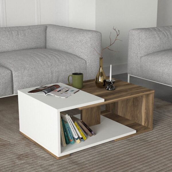 Mareta Wh & Br طقم طاولة تلفزيون وطاولة قهوة وركن للقهوة