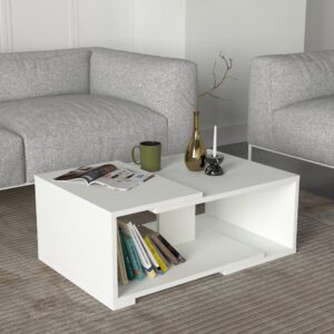 Mareta طقم طاولة تلفزيون وطاولة قهوة وركن قهوة لون ابيض