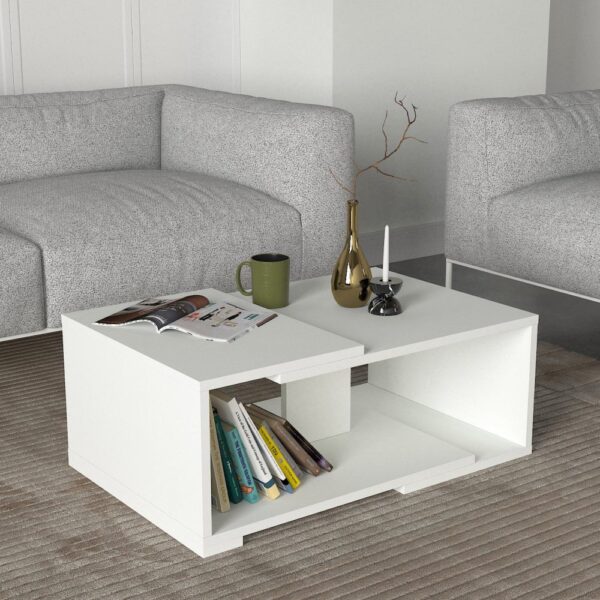 Mareta طقم طاولة تلفزيون وطاولة قهوة وركن قهوة لون ابيض