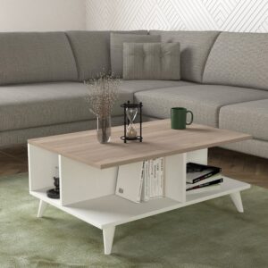 SEDDRA طقم طاولة تلفزيون وطاولة قهوة وركن قهوة ابيض ورمادي