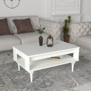 Lavita طقم طاولة تلفزيون وقهوه وركن قهوه لون ابيض موديل