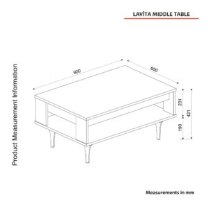 Lavita W&B طقم طاولة تلفزيون وطاولة قهوة وركن للقهوة