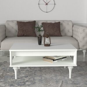 Lavita طقم طاولة تلفزيون وقهوه وركن قهوه لون ابيض موديل