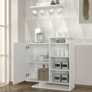 Mareta طقم طاولة تلفزيون وطاولة قهوة وركن قهوة لون ابيض