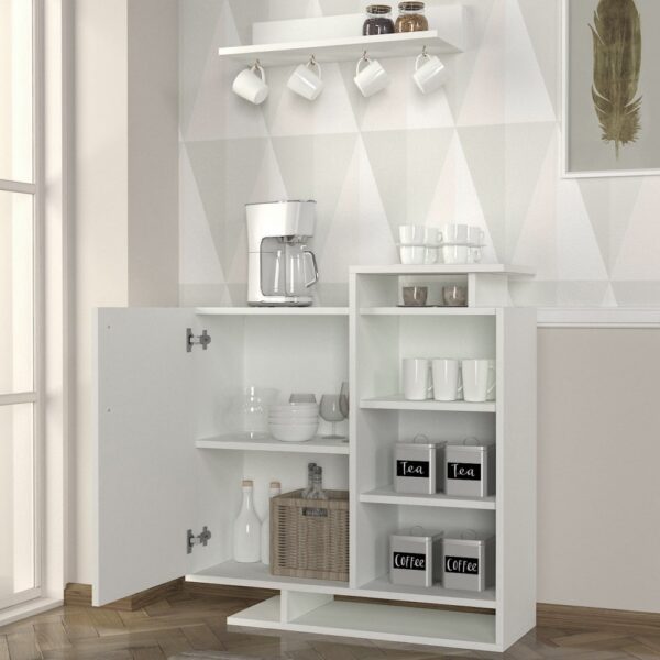 Mareta طقم طاولة تلفزيون وطاولة قهوة وركن قهوة لون ابيض