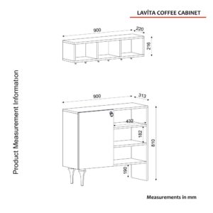 Lavita طقم طاولة تلفزيون وقهوه وركن قهوه لون ابيض موديل