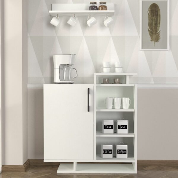 Mareta طقم طاولة تلفزيون وطاولة قهوة وركن قهوة لون ابيض