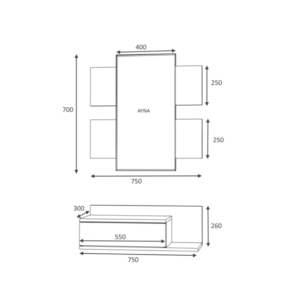 مدخل بمراية لون ابيض ورمادي 007