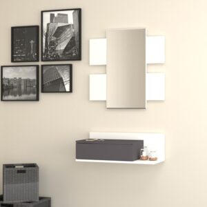 مدخل بمراية لون ابيض ورمادي 007