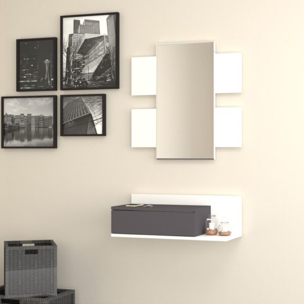 مدخل بمراية لون ابيض ورمادي 007