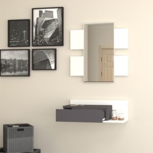 مدخل بمراية لون ابيض ورمادي 007