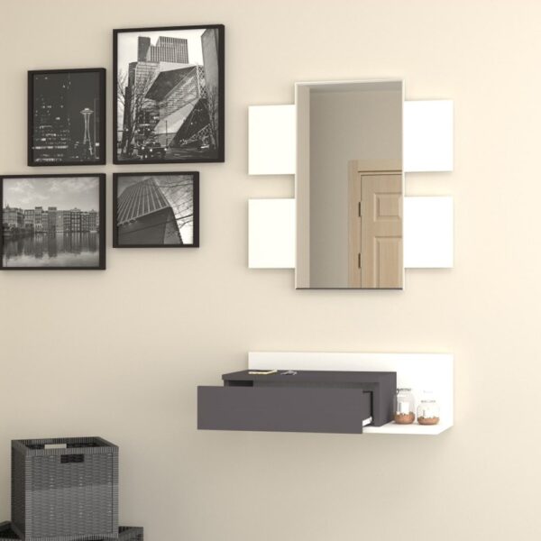 مدخل بمراية لون ابيض ورمادي 007