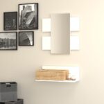 مدخل بمراية لون ابيض وخشبي موديل 6111