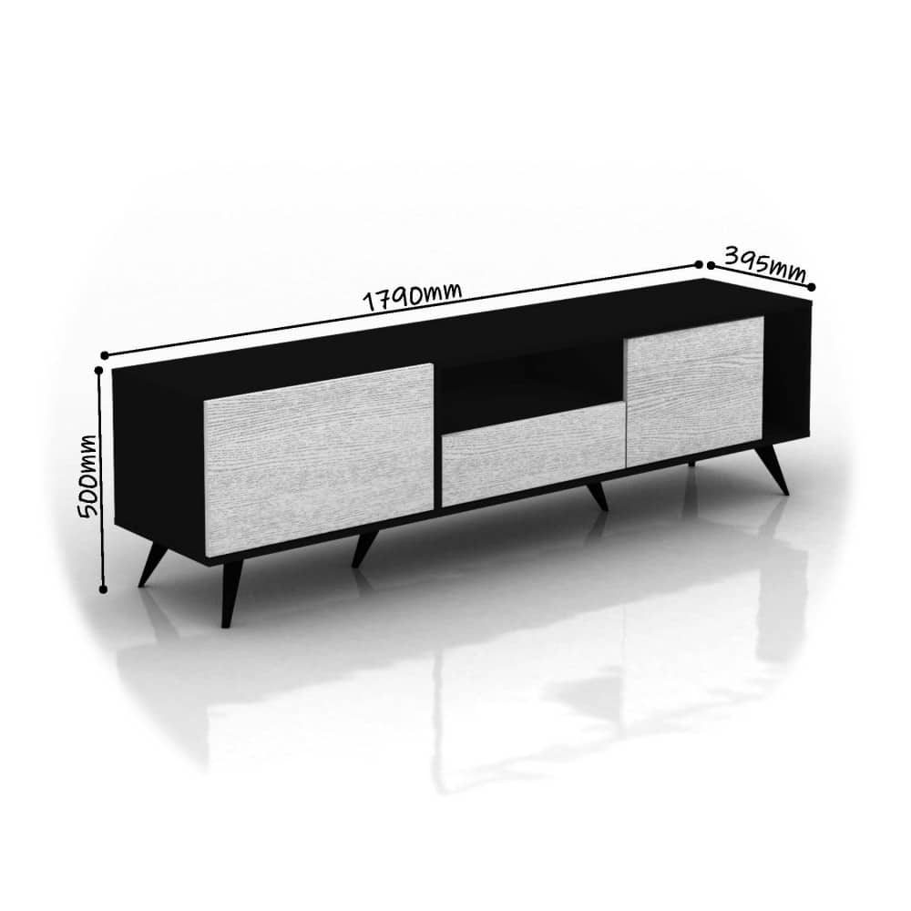 طاولة تلفاز خشب أبيض مع أسود MN-640-1