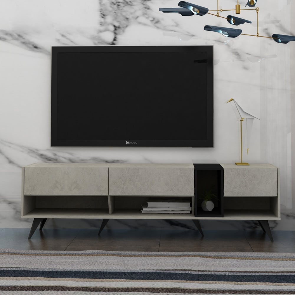 طاولة تلفاز عصرية رمادي و أسود MN-641-3