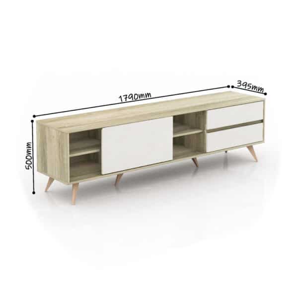 طاولة تلفزيون خشب مستورد خشبي و أبيض MN-635