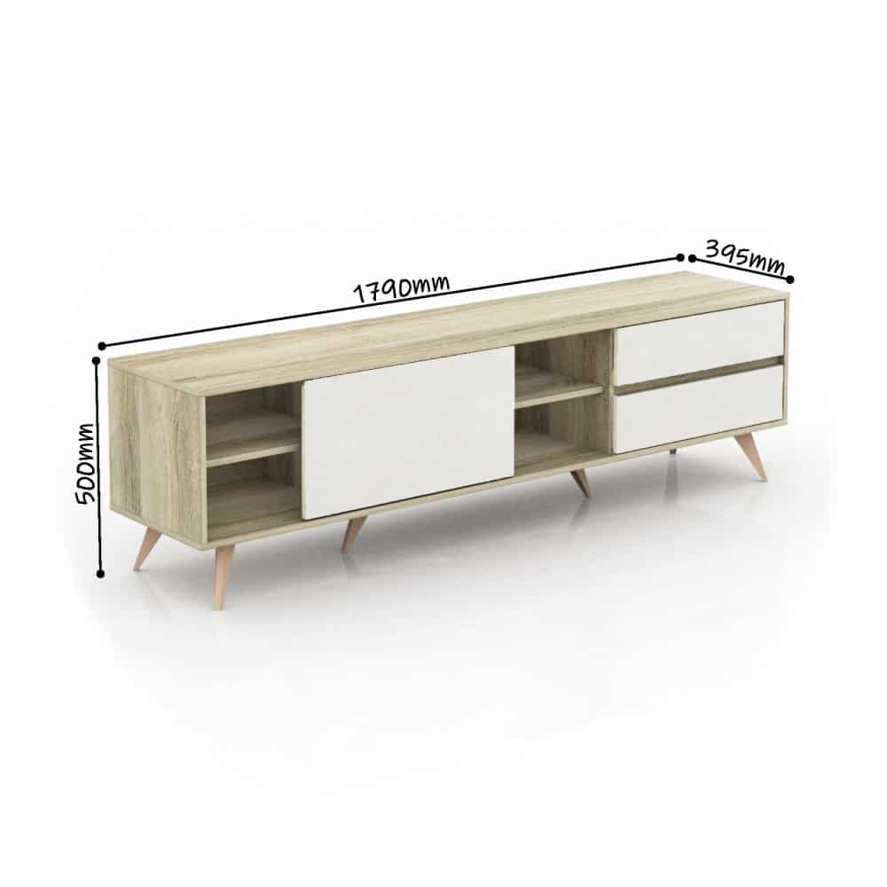 طاولة تلفزيون خشب مستورد خشبي و أبيض MN-635 (2)