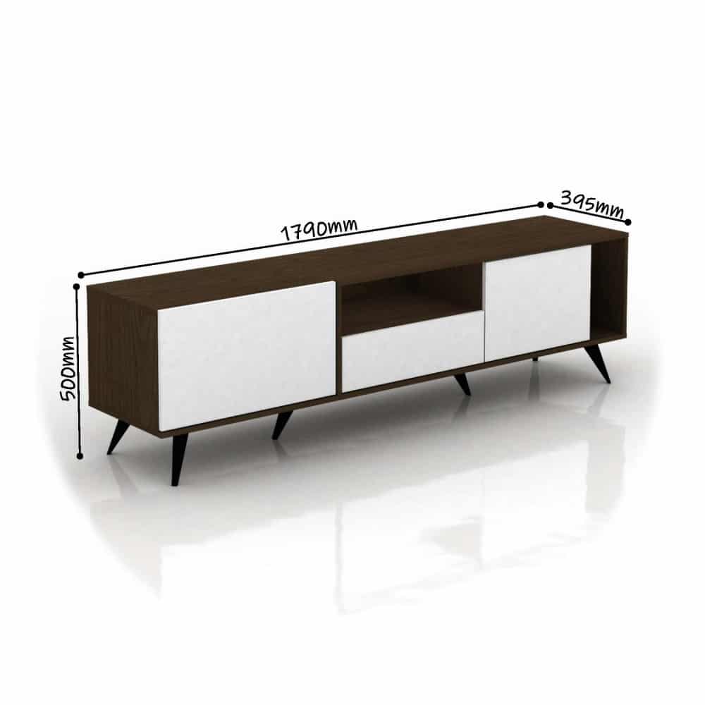 طاولة تلفزيون خشبية لون أبيض مع بني MN-637-1