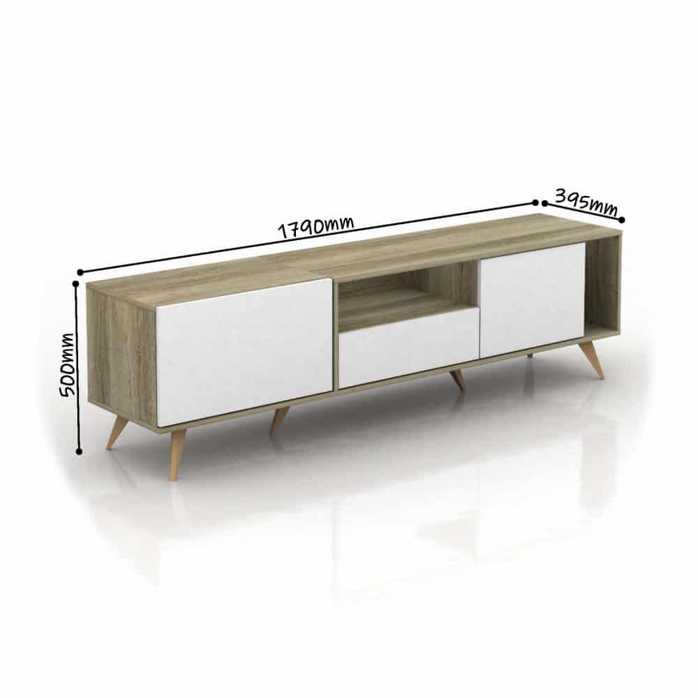 طاولة تلفزيون خشبية لون أبيض مع خشبي MN-638-1