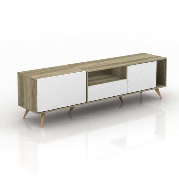 طاولة تلفزيون خشبية لون أبيض مع خشبي MN-638