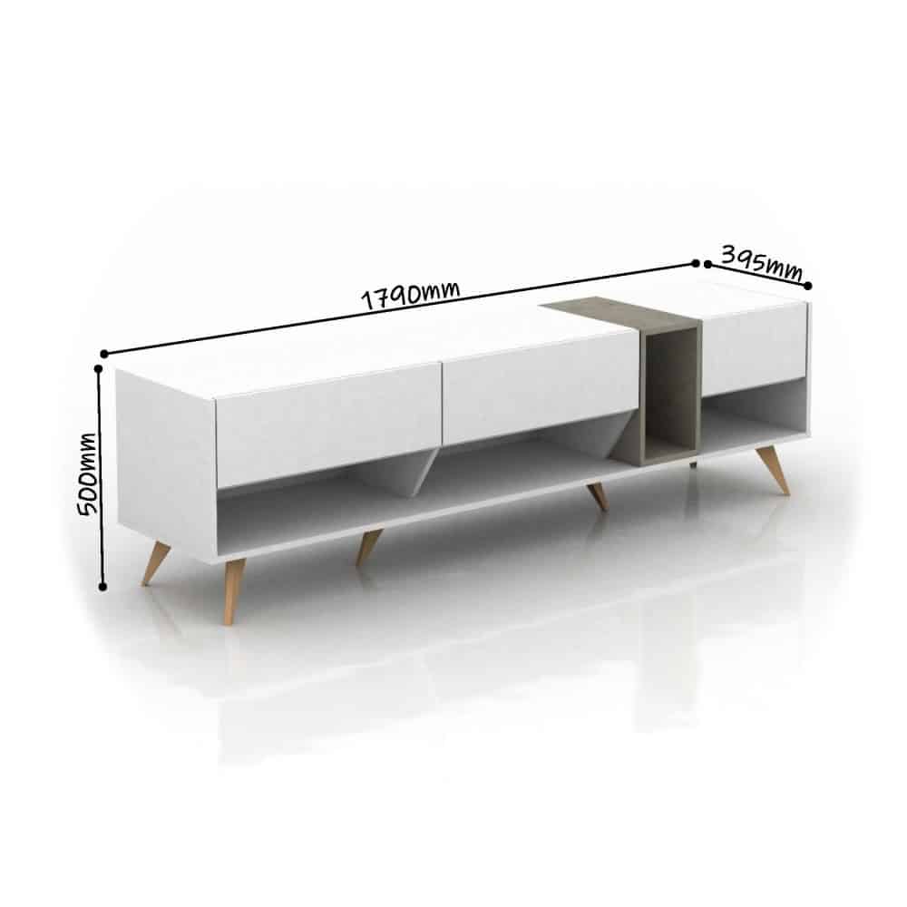 طاولة تلفزيون مودرن ماليزي أبيض مع رمادي MN-643 (3)