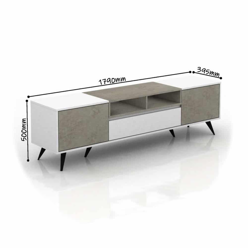 طاولة تلفزيون مودرن ماليزي أبيض مع رمادي MN-646-1