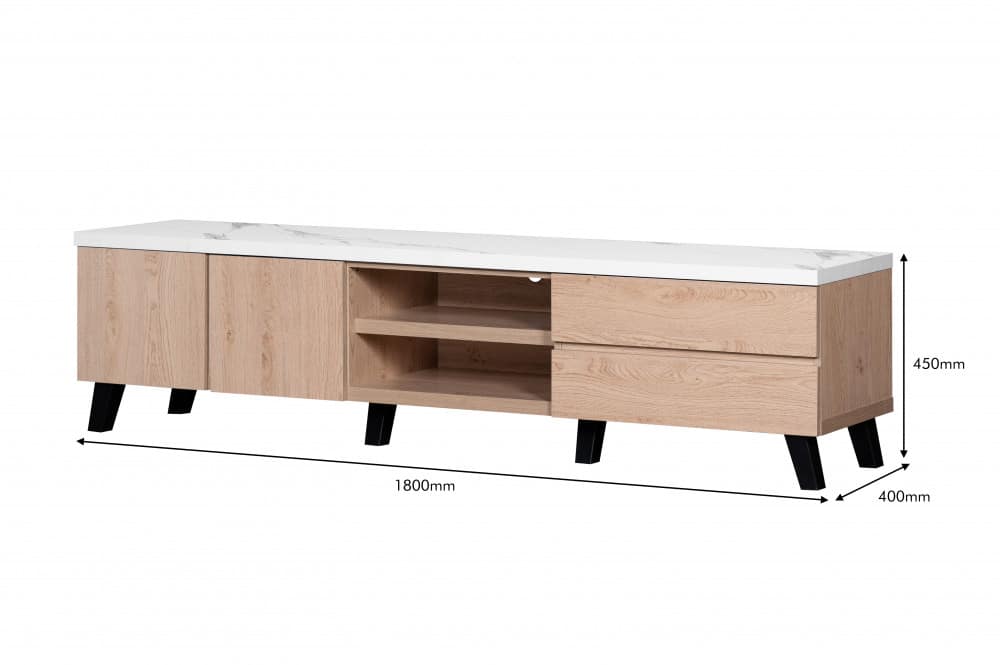 طاولة تلفاز عصرية أبيض مع خشبي MN-729 (3)