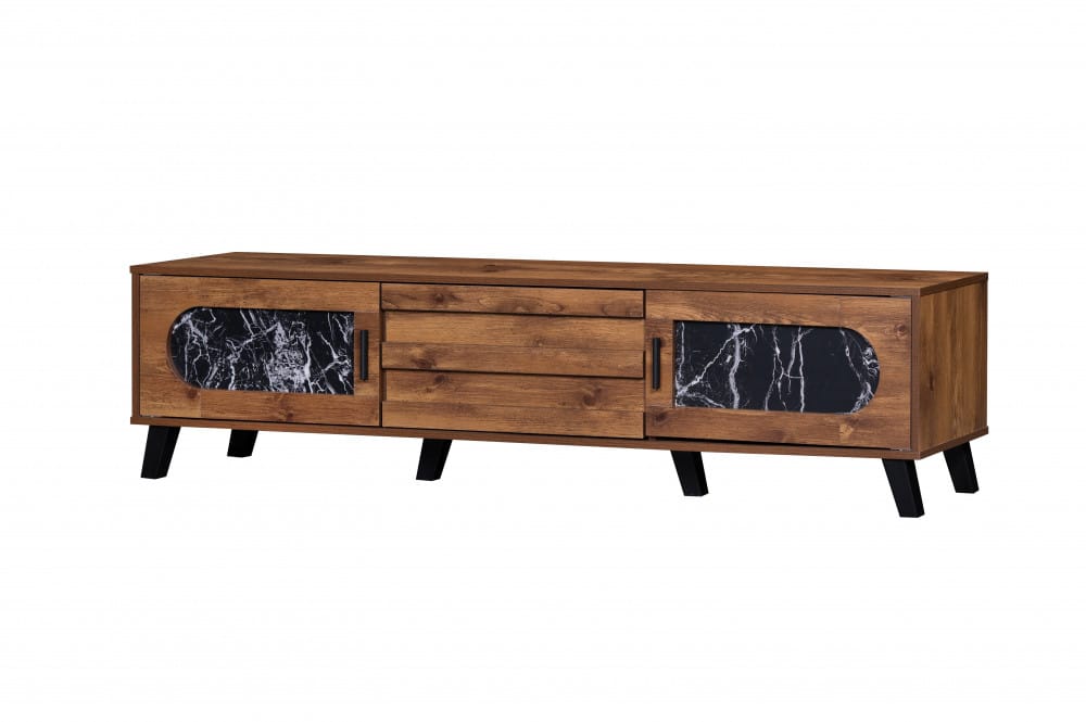 طاولة تلفزيون خشب بني مع أسود رخامي MN-726 (3)