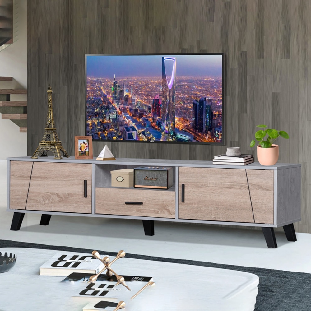 طاولة تلفزيون ماليزي رمادي مع خشبي MN-731