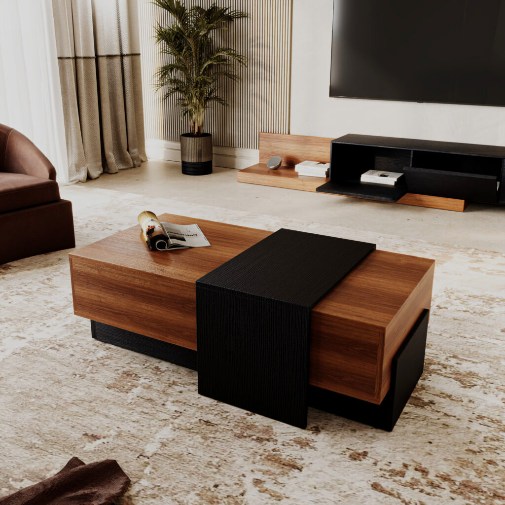 طقم طاولات مودرن لون بني مع أسود DE-908