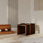 طقم طاولات مودرن لون بني مع أسود DE-908