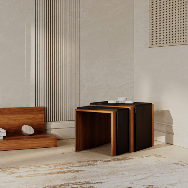 طقم طاولات مودرن لون بني مع أسود DE-908