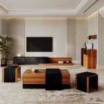 طقم طاولات مودرن لون بني مع أسود DE-908