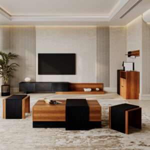 طقم طاولات مودرن لون بني مع أسود DE-908