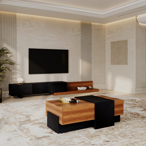 طقم طاولات مودرن لون بني مع أسود DE-908