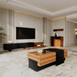 طقم طاولات مودرن لون بني مع أسود DE-908