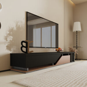 طاولة تلفزيون مودرن خشب تيلندي – لون أسود وبني