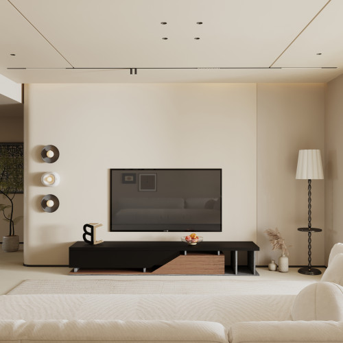 طاولة تلفزيون مودرن خشب تيلندي – لون أسود وبني